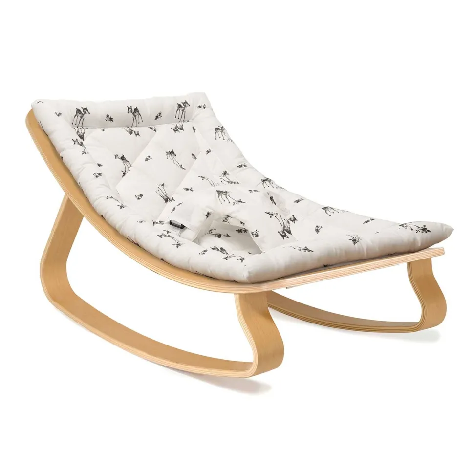 Charlie Crane Levo Baby Rocker in Beech With Fawn Cushion