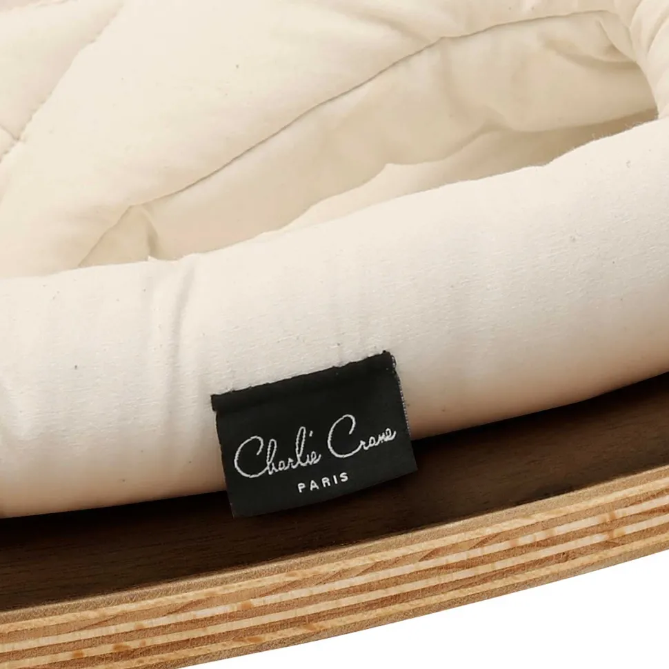 Charlie Crane Levo Baby Rocker in Walnut With Organic White Cushion