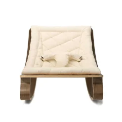Charlie Crane Levo Baby Rocker in Walnut With Organic White Cushion