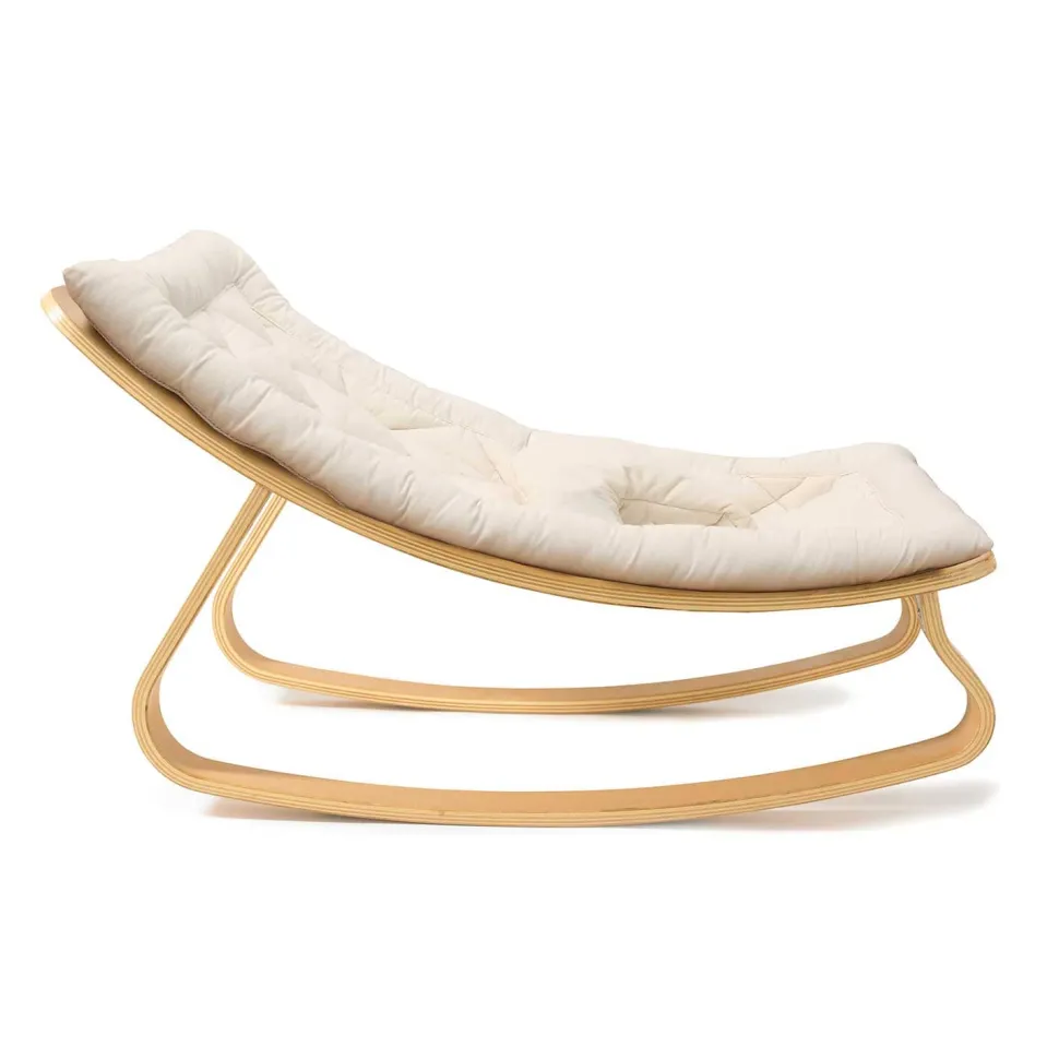Charlie Crane Levo Baby Rocker in Beech With Organic Milk Cushion