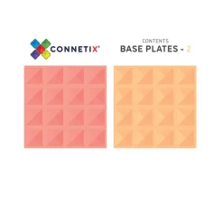 Connetix Tiles 2 Piece Base Plate Pack Lemon & Peach