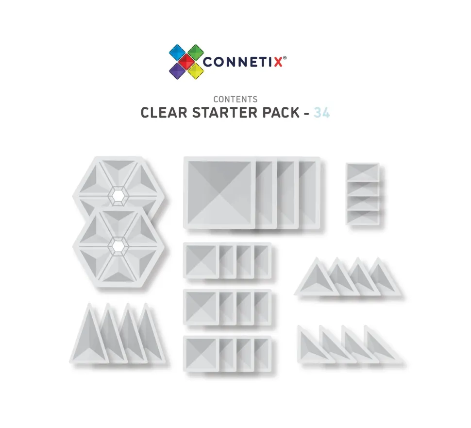 Connetix Tiles 34 Piece Clear Pack
