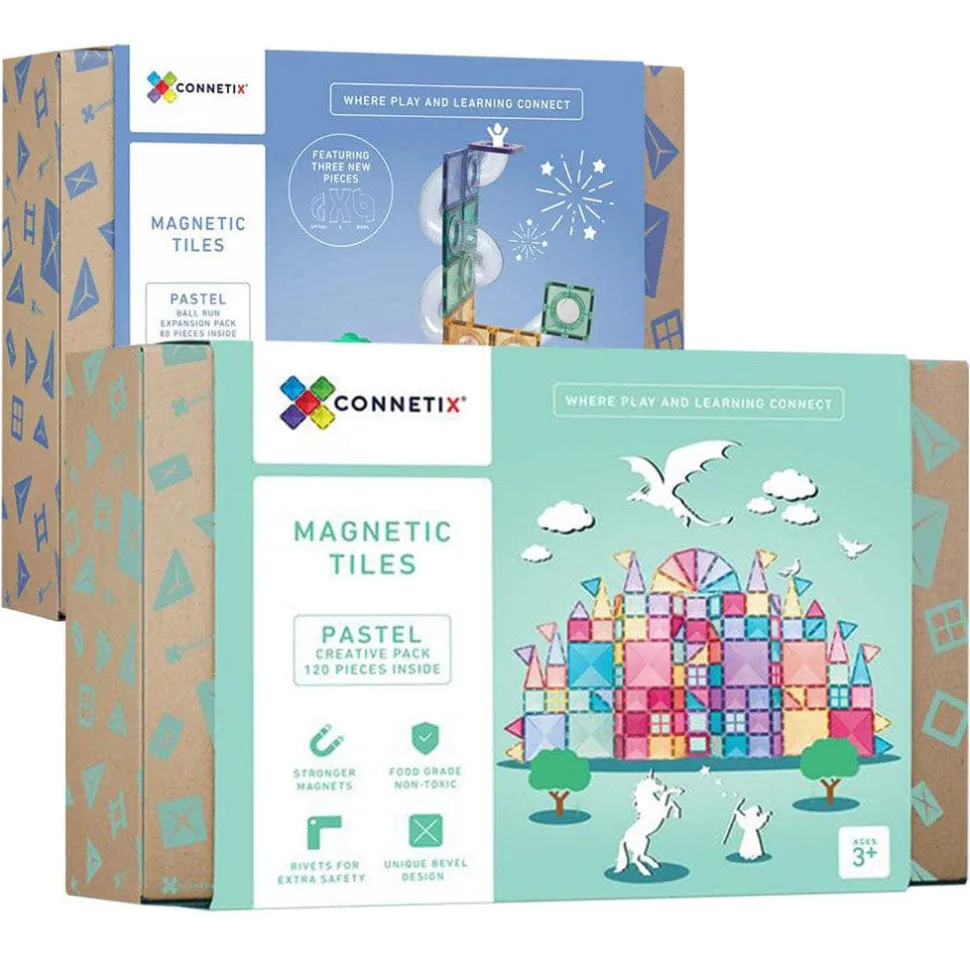 Connetix Tiles 200 Piece Pastel Ball Run Bundle