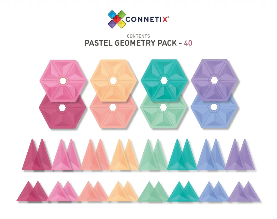 Connetix Tiles 40 Piece Pastel Geometry Pack