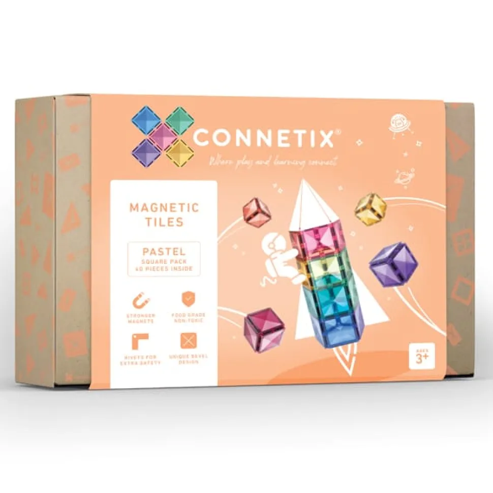 Connetix Tiles 40 Piece Pastel Square Pack