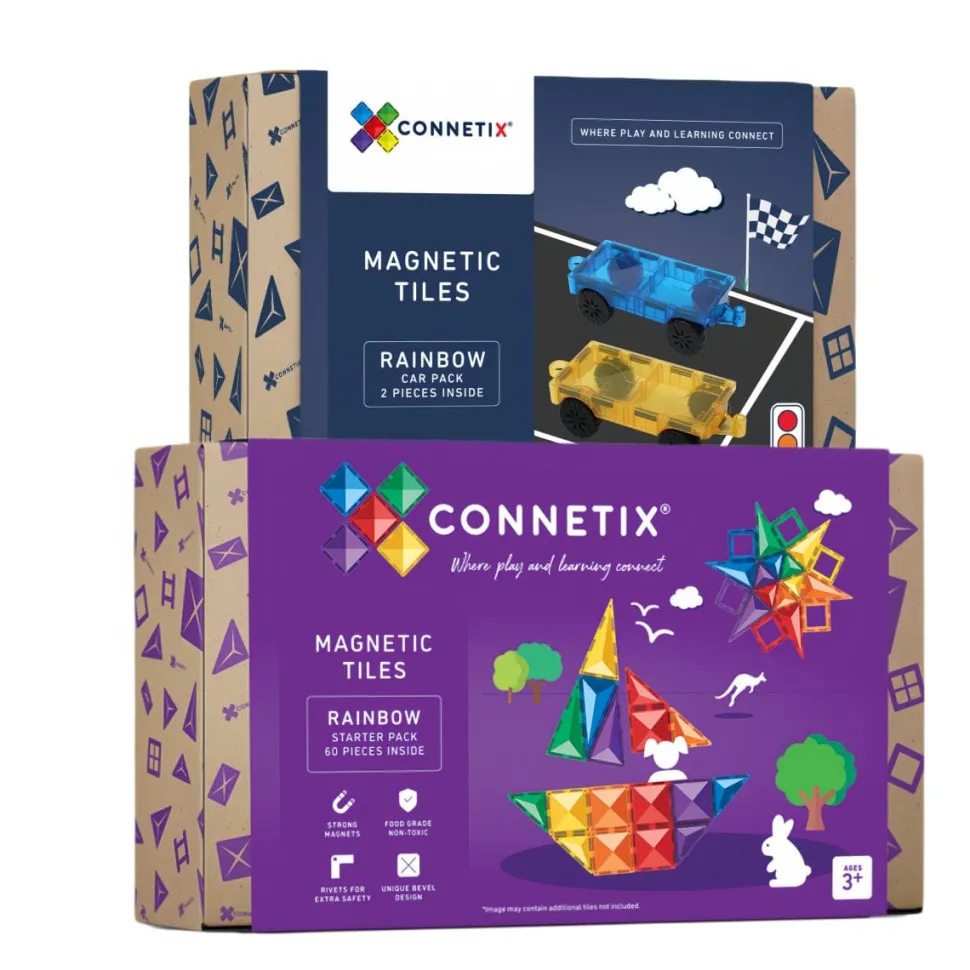 Connetix Tiles 62 Piece Starter Car Bundle