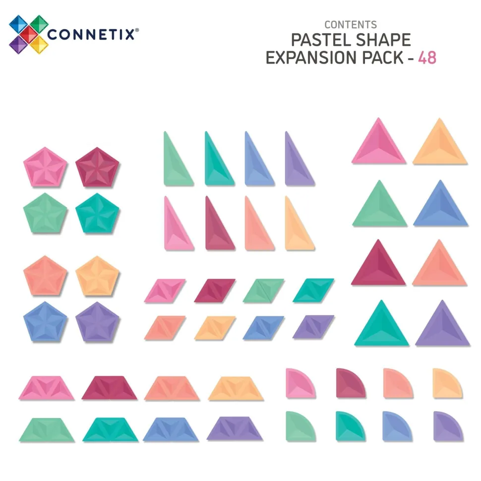 Connetix Tiles Pastel Shape Expansion Pack 48 Piece