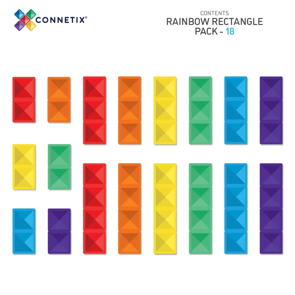 Connetix Tiles Rainbow Rectangle Pack 18 Piece