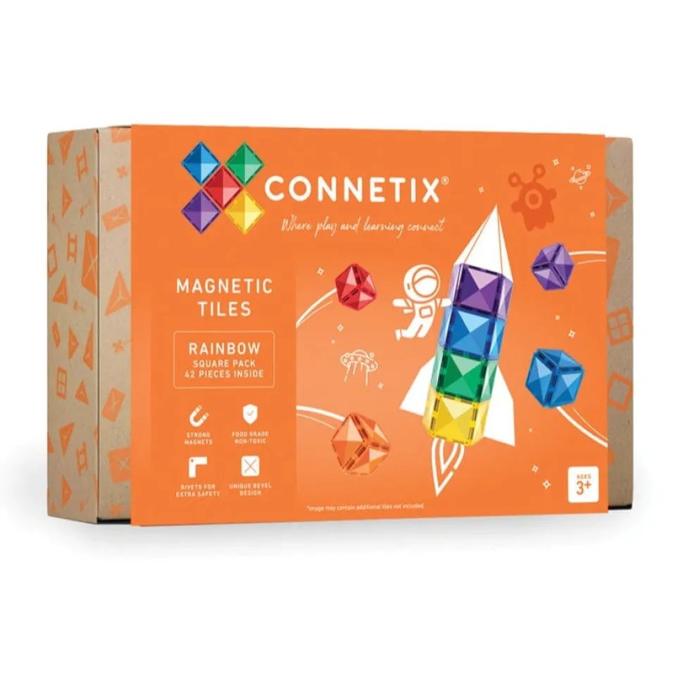 Connetix Tiles Rainbow Square Pack 42 Piece
