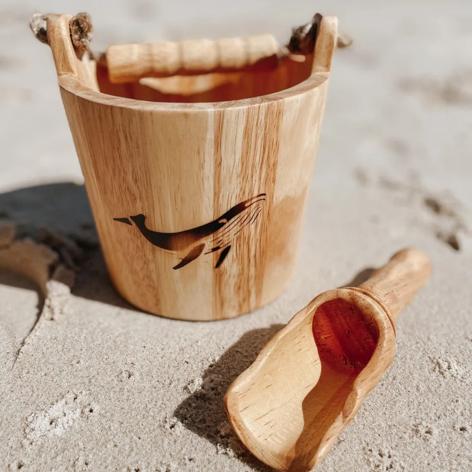 Explore Nook Wooden Bucket & Scoop set (Whale Burn Stamp Edition)