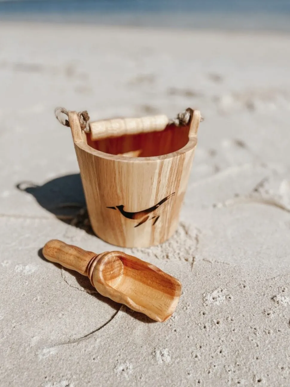 Explore Nook Wooden Bucket & Scoop set (Whale Burn Stamp Edition)