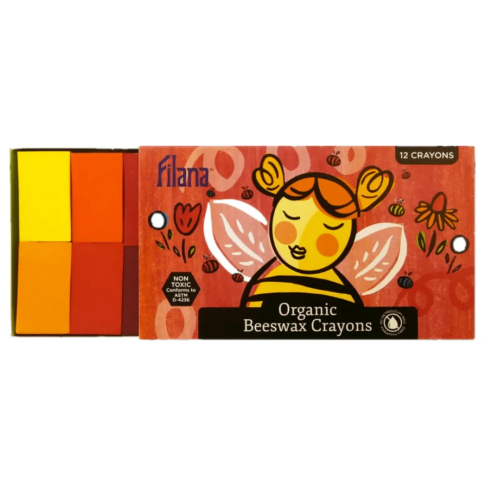 Filana Organic Beeswax Crayons, 12 Classic Blocks