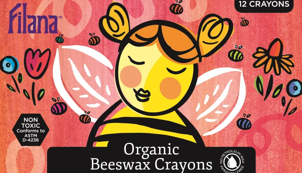 Filana Organic Beeswax Crayons, 12 Classic Sticks with brown/black