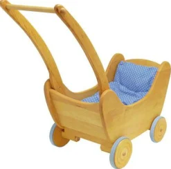 Gluckskafer Childrens Wooden Push Walker / Doll Pram - large Inc Bedding