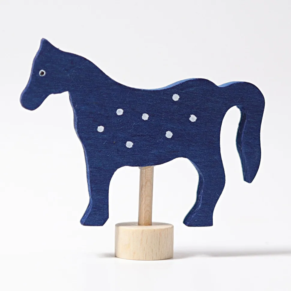 Grimm's Blue Horse Candle Holder Decoration