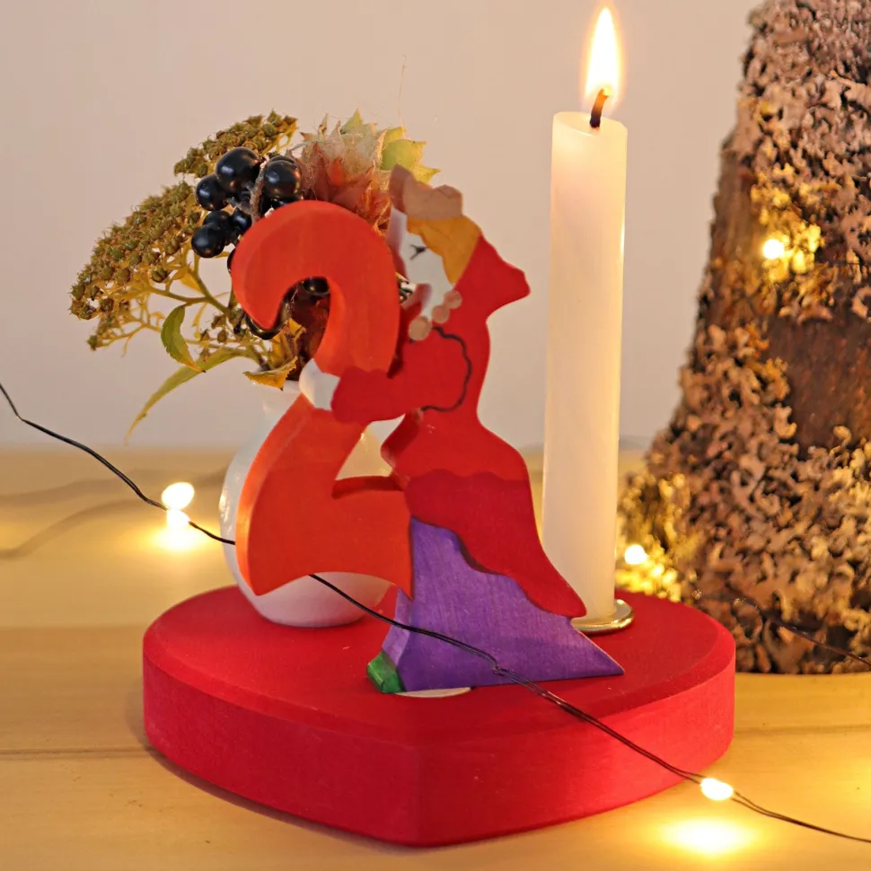 Grimm's Large Heart Candle Holder - Red