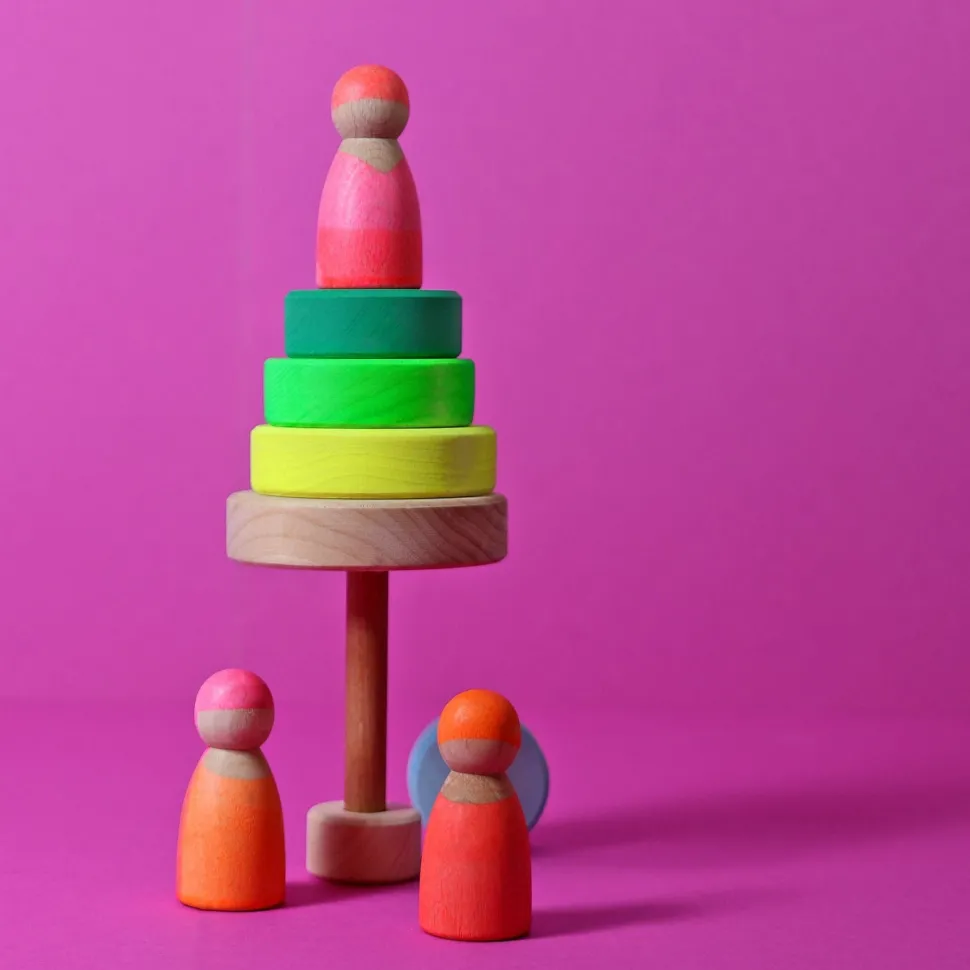 Grimm's Rainbow Neon Green 10 Piece + Small Conical Tower Neon Green