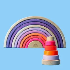 Grimm's Rainbow Neon Pink 10 Piece + Small Conical Tower Neon Pink