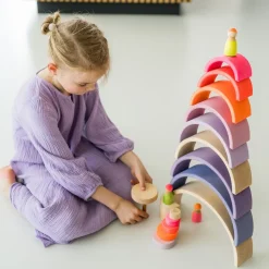 Grimm's Rainbow Neon Pink 10 Piece + Small Conical Tower Neon Pink
