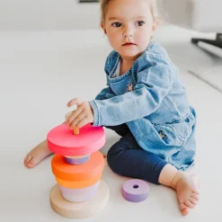 Grimm's Rainbow Neon Pink 10 Piece + Conical Tower Neon Pink
