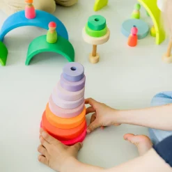 Grimm's Rainbow Neon Pink 10 Piece + Conical Tower Neon Pink