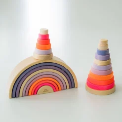 Grimm's Rainbow Neon Pink 10 Piece + Small Conical Tower Neon Pink