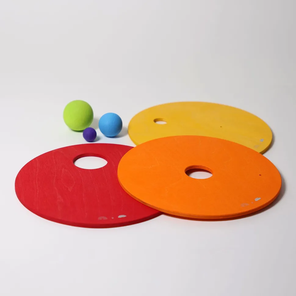 Grimm's Rolling Discs Set for Stapelstein - Warm Rainbow