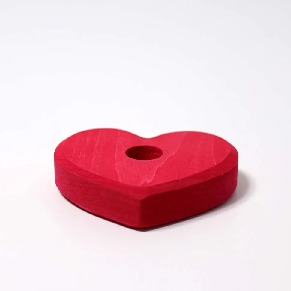 Grimm's Small Heart Candle Holder - Red