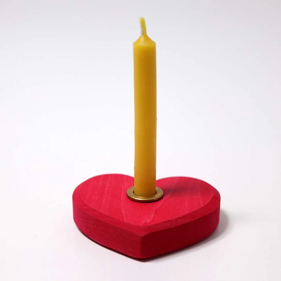 Grimm's Small Heart Candle Holder - Red