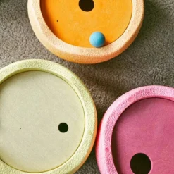 Grimm's x Stapelstein Set - Original Rainbow Complete Pastel Set of 8 ( Super Confetti Board) + Grimm's Rolling Disc Set