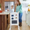 Guidecraft Classic Kitchen Helper Stool with 2 Keepers-White