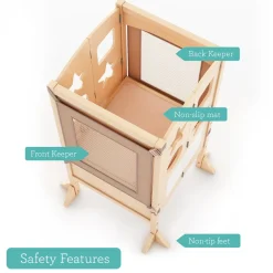 Guidecraft Classic Kitchen Helper Stool with 2 Keepers-Natural