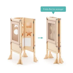 Guidecraft Classic Kitchen Helper Stool with 2 Keepers-Natural