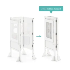 Guidecraft Classic Kitchen Helper Stool with 2 Keepers-White
