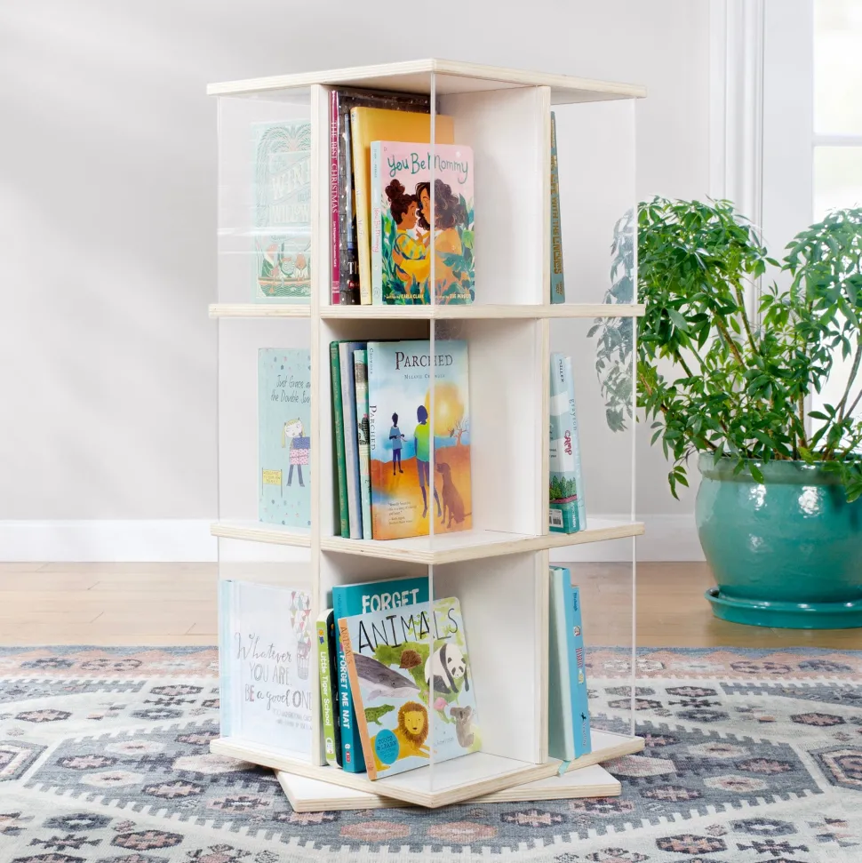 Guidecraft EdQ Rotating Book Display 3 Tier - White