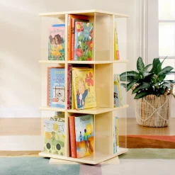 Guidecraft EdQ Rotating Book Display 3 Tier - Natural