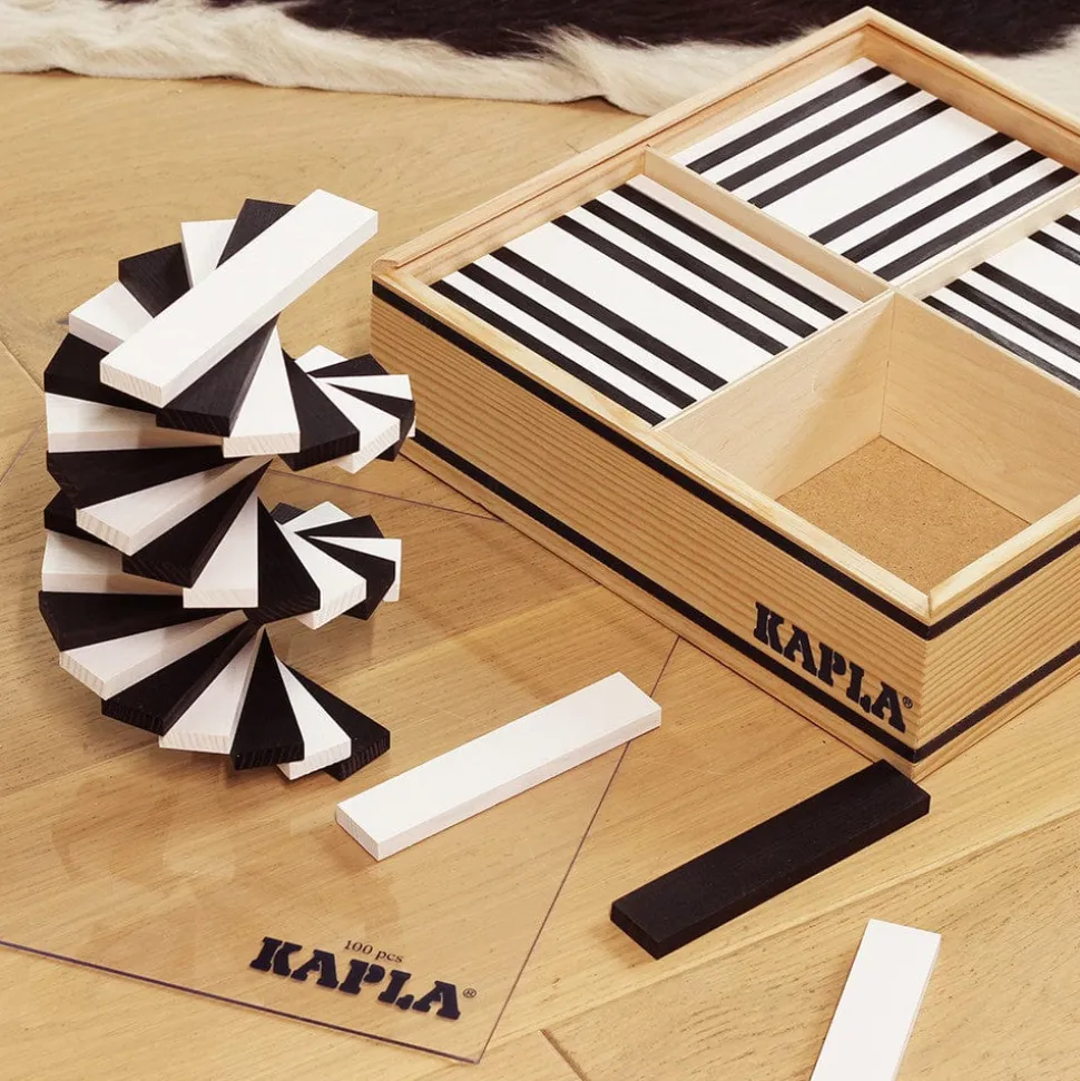 KAPLA Blocks Building Planks - 100 Black & White Set