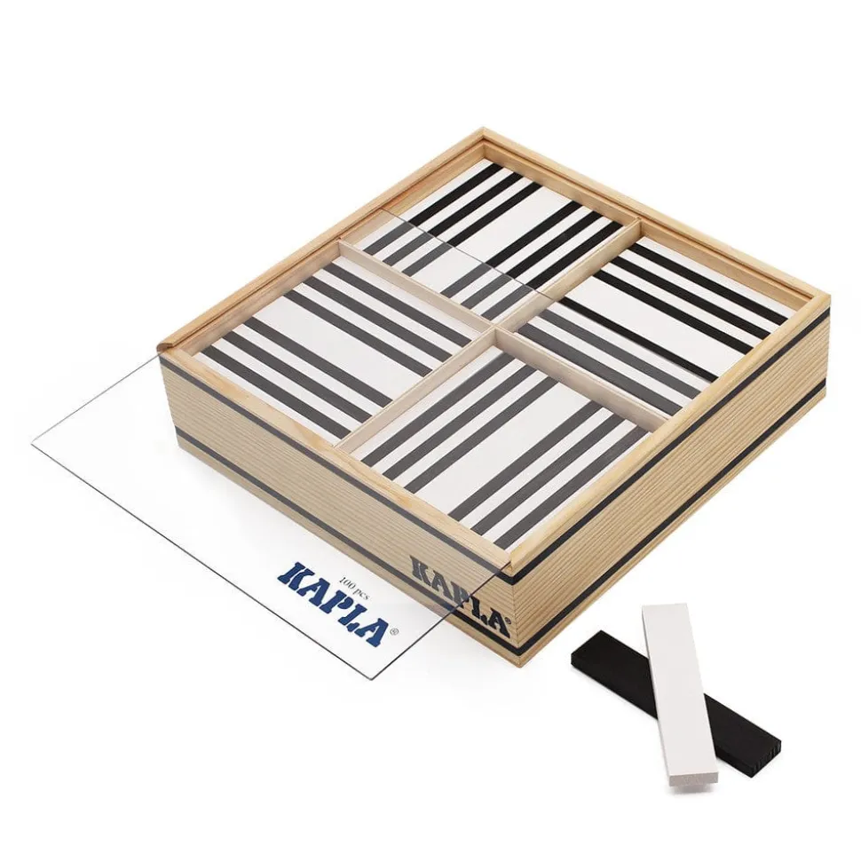 KAPLA Blocks Building Planks - 100 Black & White Set