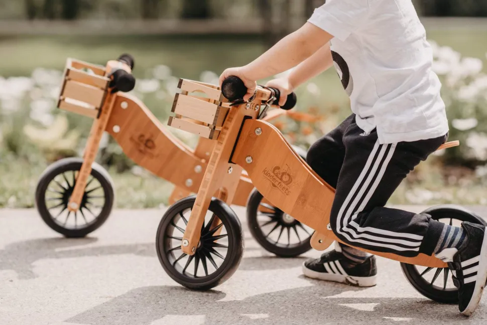Kinderfeets 2-In-1 Tiny Tot Plus Tricycle & Balance Bike Bamboo