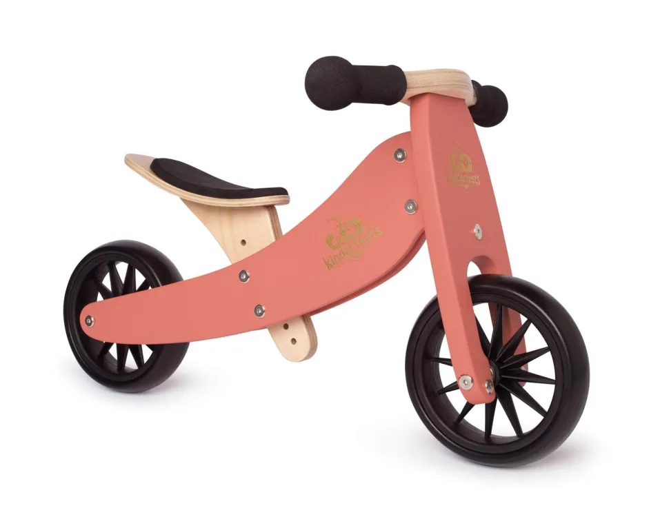 Kinderfeets 2-In-1 Tiny Tot Tricycle & Balance Bike New Color-Coral