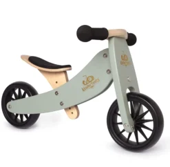 Kinderfeets Wooden 2-In-1 Tiny Tot Trike/Tricycle/Balance Bike (Sage)
