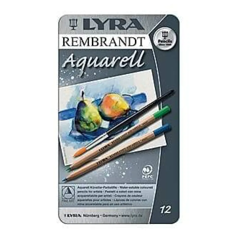 Lyra Rembrandt Aquarelle Watercolour Pencil, Tin 12 Assorted