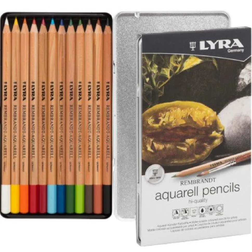 Lyra Rembrandt Aquarelle Watercolour Pencil, Tin 12 Assorted