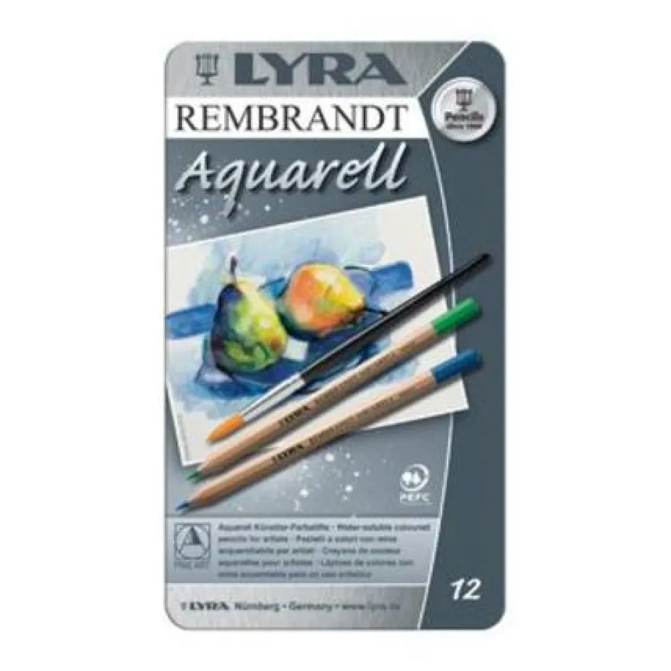 Lyra Rembrandt Aquarelle Watercolour Pencil, Tin 12 Assorted