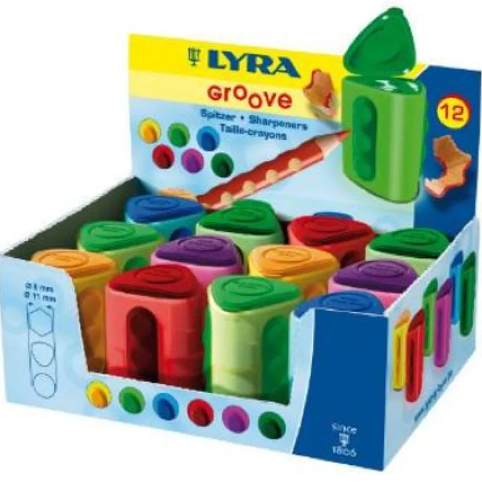 Lyra Twin-hole Triangular Shaped Colourful Pencil Sharpener