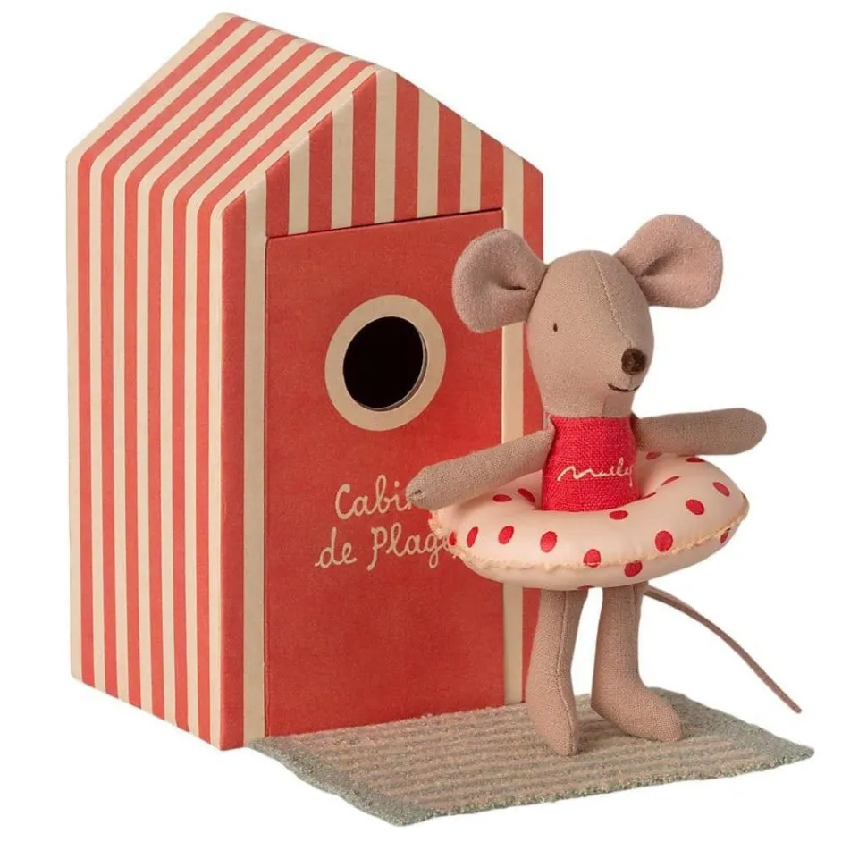 Maileg Little Sister Beach Mouse in Cabin