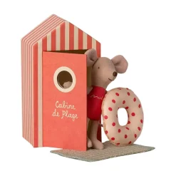 Maileg Little Sister Beach Mouse in Cabin