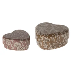 Maileg Metal Heart Box Set ocher-heather 2pk