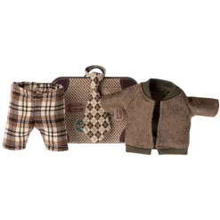 Maileg Mouse Jacket Pants & Tie in Suitcase Grandpa Mouse