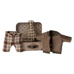 Maileg Mouse Jacket Pants & Tie in Suitcase Grandpa Mouse
